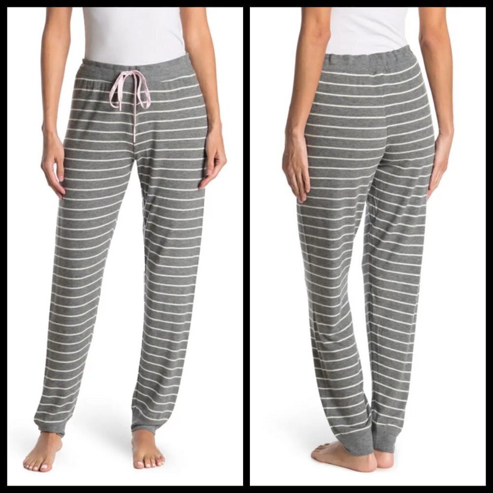 💕PJ SALVAGE💕 Pajama Pants ~ Striped Print Heather Grey Medium M NWT
